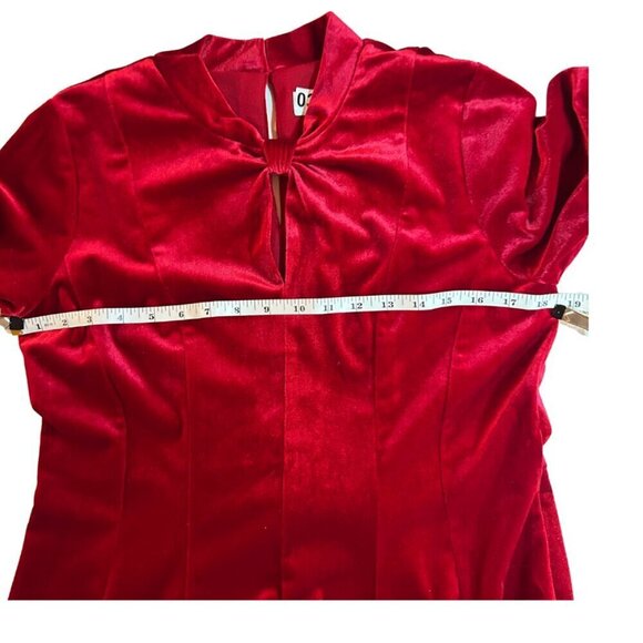 NWT SIGNATURE BY ROBBIE BEE Velvet Mini Fit & Flare Dress Size MP Red - Picture 4 of 5